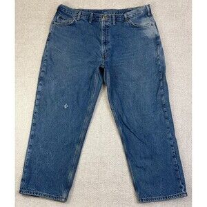 Carhartt Jeans Flannel Lined Men's 44x29 (Tag 46x30) Relaxed Fit B17-DST Blue